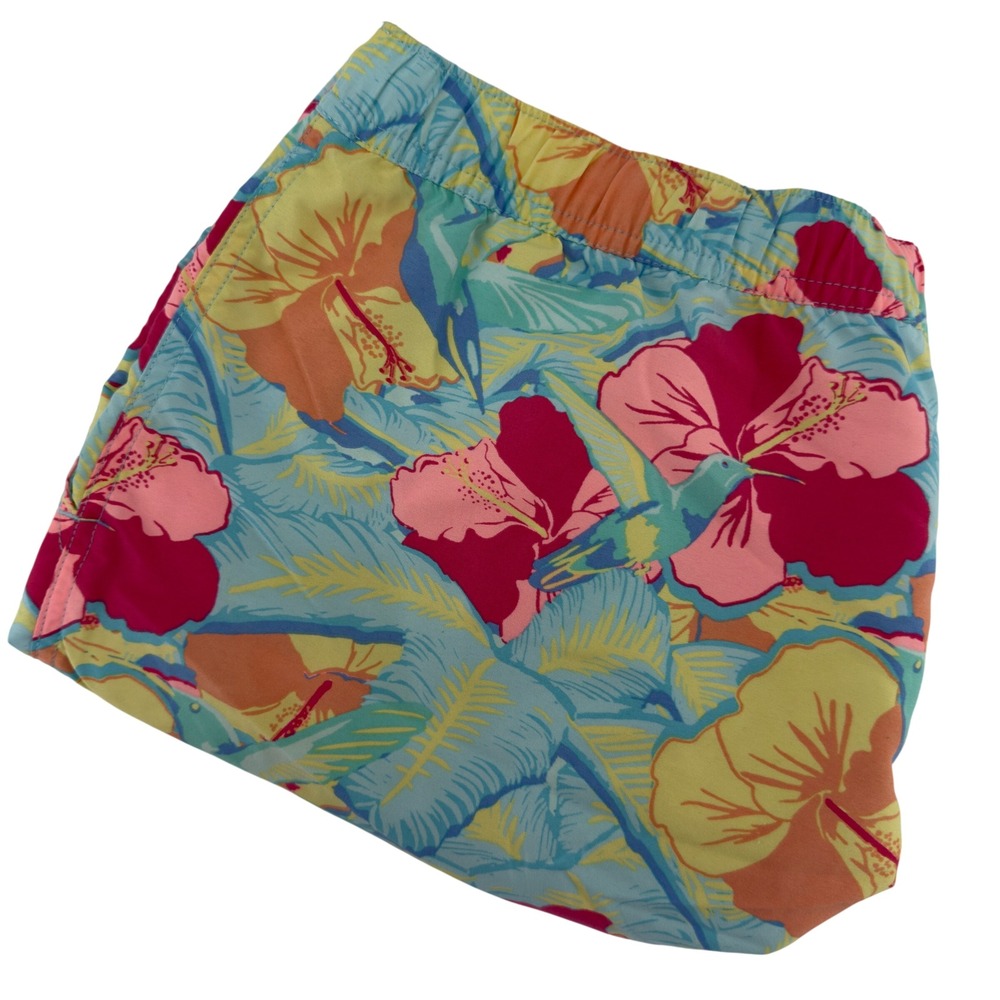 Vineyard Vines Mens Chappy Swim Trunks Hibiscus‎ Hummingbird Pink Blue Medium